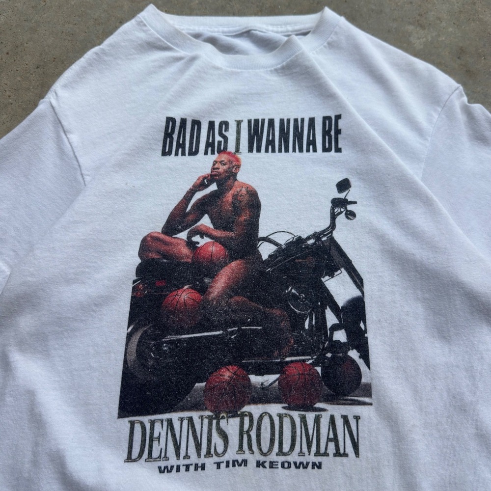 Vintage 90s Dennis Rodman Bad As I Wanna Be Graphic T-Shirt White Small (h1)